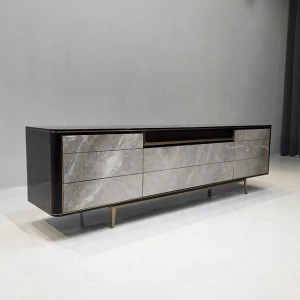 living room furniture modern marble top solid wood TV Cabinet side cabinet