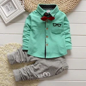 Long Sleeve Sports Suits Bow Tie T-shirts + Pants kids clothes boys