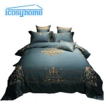 Low price cotton fabric embroidery 4 pc bed sheet set