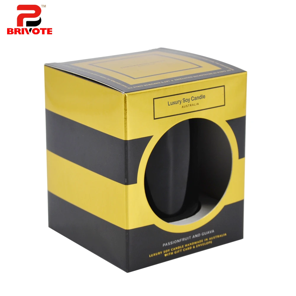 Luxury custom private brand printing foldable black cardboard candle paper packaging gift boxes