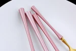 Luxury Royal Pink Gold Plated Matte Cutlery Hotel Stainless Steel Wedding Flatware Set Spoon Fork Knife for Events Gift Set