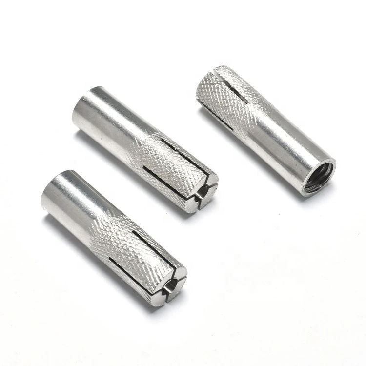 M6 M8 M12 3/8 Stainless Steel Fasteners Knurled Expansion Bolt Drop in Anchor for Concrete