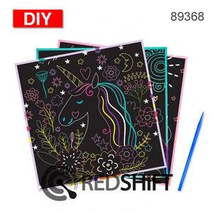 Magic Colorful Scratch Art Unicorn diy Educational toy kids board to scratch paper painting