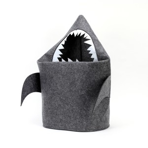 Make to order storage bag shark shape folding felt laundry basket