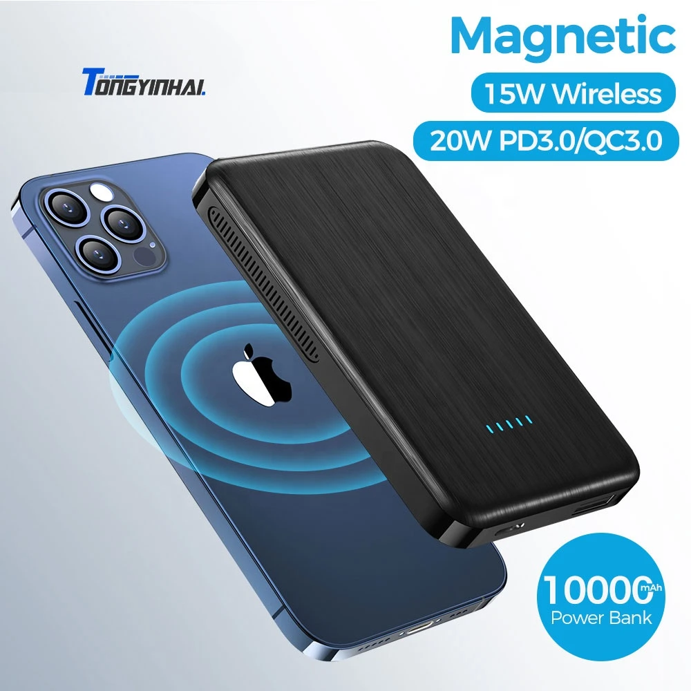 Manufacturer costomized 10000mAh 20W PD 15W Magnetic Power Bank qi fast charge Wireless Magnet portable Mini charger power banks