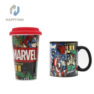 Marvel covered cup and cozy ceramic mug