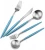 Import Matte Blue Handle Cutlery Set of 5 Pcs Table Spoon, Tea Spoon, Fork, Fruit Fork & Spreader- BY KSN from India
