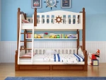 Mediterranean style triple children bed wood child bunk bed with toy