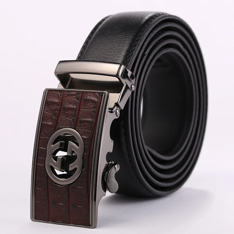 Mens Genuine Leather belt Black men belt buckles metal Waist Belts