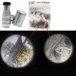 Mini 60X Jewelry Magnifier Microscope Magnifying With 2 LEDs And UV Light Pocket Jeweler Loupe Zoom Tool