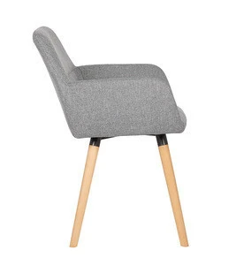 modern fabric cover wood base armrest living room chair with high back