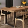 Modern living room furniture table wooden top metal frame wooden dining table