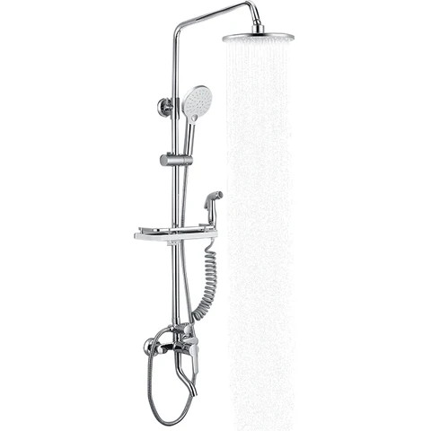 Modern Stainless Steel Cold Hot Water Mixers Rainfall Shower System Chrome Bathroom Shower Faucet Set