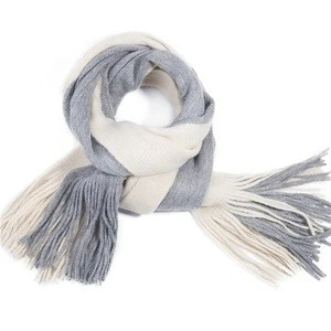 More Choose Grey White Color Plain Dyed Organic Hijab Knitting Scarf