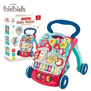 Multifunction hand push stroller basket learning baby toys walkers with music