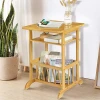 Multifunctional Bamboo Sofa Side Table Small Cafe Table With 2-tiers Storage Rack,Small Furniture Living Room