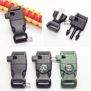 Multifunctional firestarter plastic buckles whistle with compass