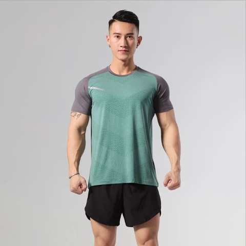 Muscle Fit Soccer Fitness Summer Gym Shirt Plus Size T-shirts Sweat Mens Shirts