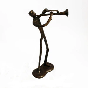Music metal cast iron  band figurines play the trumpet  for bar decor