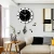 Import Musical Note Decoration Wall Clock Density board Designing Home Decoration Black And White Clock For Living Room from China