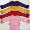 MY-158 Cute baby Solid color 100% cotton ruffle long sleeve t shirts fall boutique girls tops clothing
