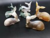 Natural green stone  unpolished deer shape animal carving home decoration or gift for sale