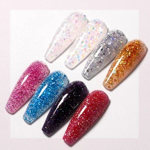 New arrival 8 glitter colors acrylic nail extension gel glue directly from factory