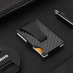 New custom ultra thin credit card box carbon fiber rfid metal aluminum wallet card holder