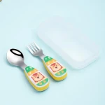 New Cute Baby Spoon Fork Feeding Utensils Sets Stainless Steel Kids Tableware Dinnerware Solid Food Feeding Spoon for Kids
