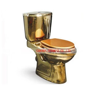 New design ceramic sanitary ware toilet golden color two piece wc toilet seat