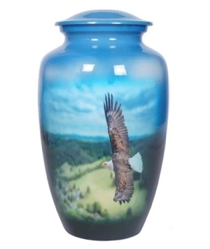 NEW DESIGN CREMATION URN PAINTED FINISHING INDOOR DECOR FUNERAL URNS FOR ASHES METAL URN