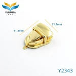 New design handbag lock metal hardware with golden color for suitcase briefcase and luggage fashion handbags accessory Y2343