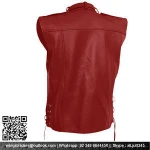 New Fashion Leather Biker Vest For Men , Latest Design Red Leather Vest