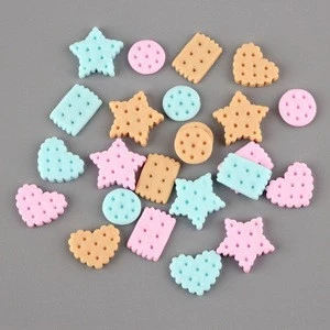 New Kawaii Colorful Resin Cookie Cabochons Dessert Pastries Flat Back Biscuit Miniature Food Charm Embellishments