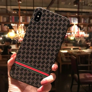 New Popular 2021 Luxury Mobile Phone Honeybee Stripe Case With Back Cover Fashion Glass Phone Case 8 Pattern Tempered Glass Tpu