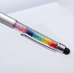 New popular style screen touch metal ball pen stylus pen with mixed colorful crystal diamond for promotion