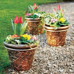 New Rose Style Bronze Garden Flower Pot Planter Pack of 3