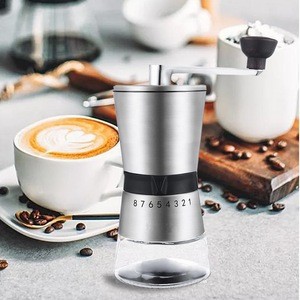 New Stainless Steel Adjustable Hand Crank Grinding Conical Ceramic Manual Coffee Grinder Mill With Ceramic Burrs