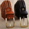 New style Braided Belt Man And Women Fashion luxury genuine leather Good Cow second layer skin straps men for Jeans