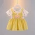 Import New Summer Short Sleeve Pleat Green Pink Yellow 1-4 Years Old Skirts O-Neck Ruffle Flower Kawaii Girls Cotton Dresses from China