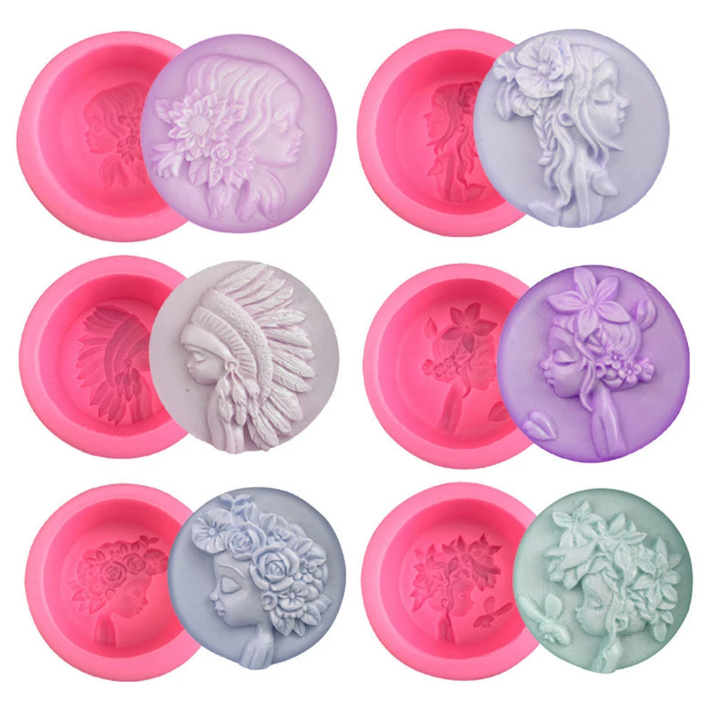 Non-stick Grade Silicone Beauty Head Soap Craft Mold Chocolate Gypsum Mould Candle Soap Making Molds Baking Cake Mold