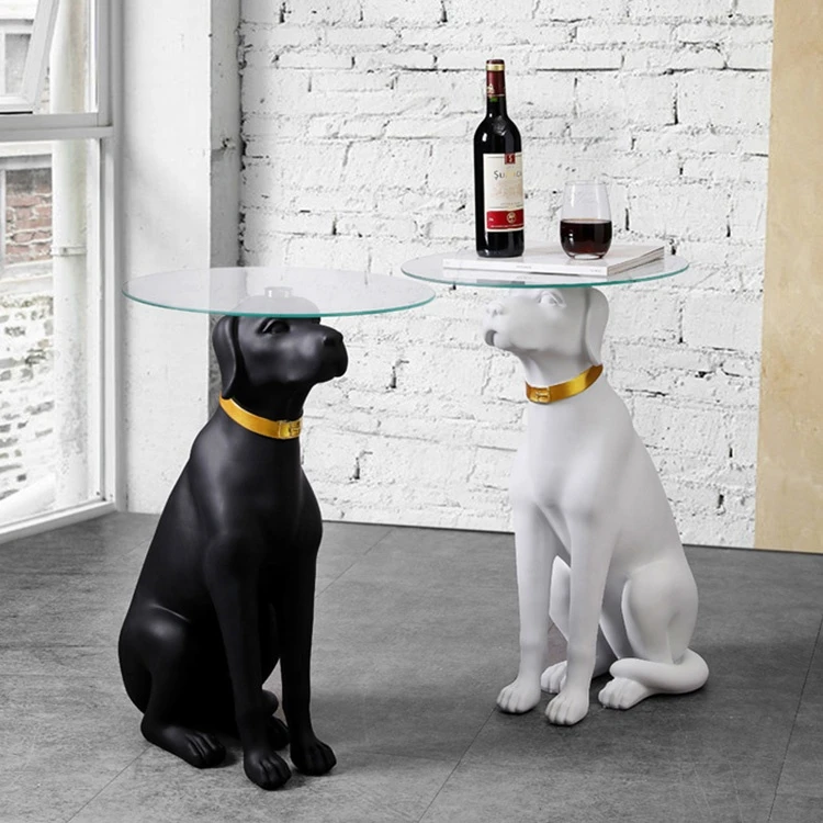 Nordic Standing Large Dog Decoration Animal Statue Coffee Table Plexiglas Side Table