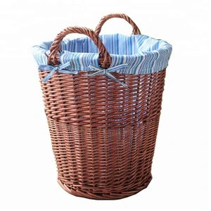 Nordic style unfoldable Household essentials split Extra Large Heavy Duty Wicker Willow lined storage Laundry Basket with Handle