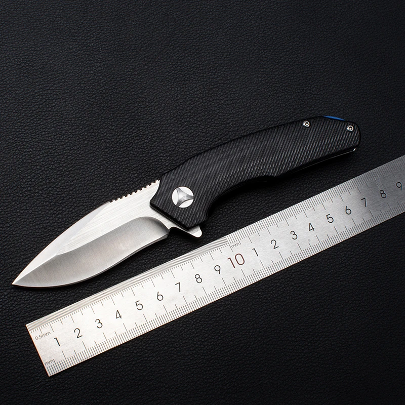 OEM outdoor 9cr18mov stainless steel knife camping survival custom folding g10 pocket knife for EDC combat hiking rescue