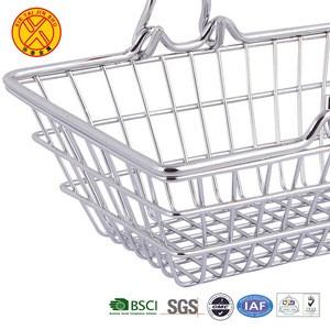 Offer Durable Mini Metal Chromed Plated Net Wire Mesh Shopping Basket With Handle
