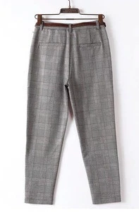 OL fashion design mono check trouser casual pants for ladies
