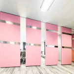 Operable door movable partition wall panel for conference room