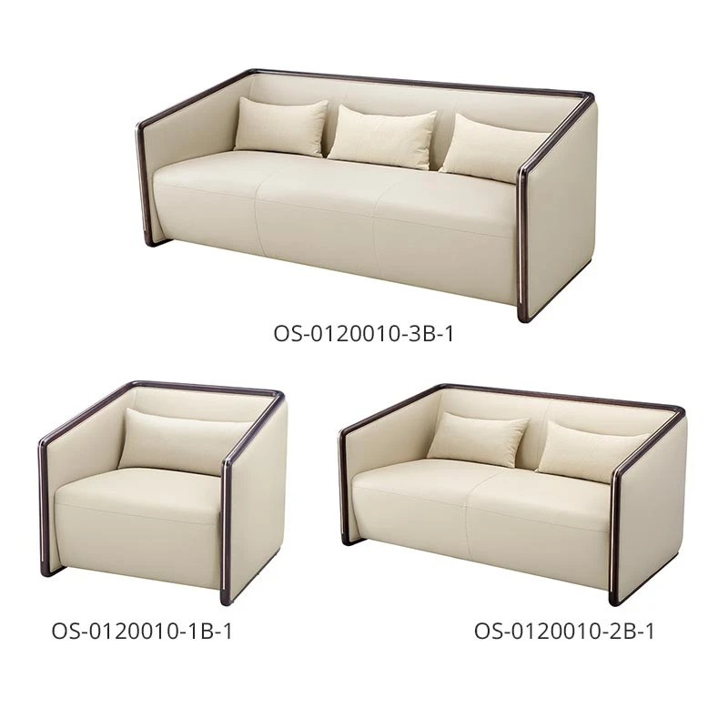 OPPEIN Luxury Living Room Genuine Leather Sofa Chair Set Furniture