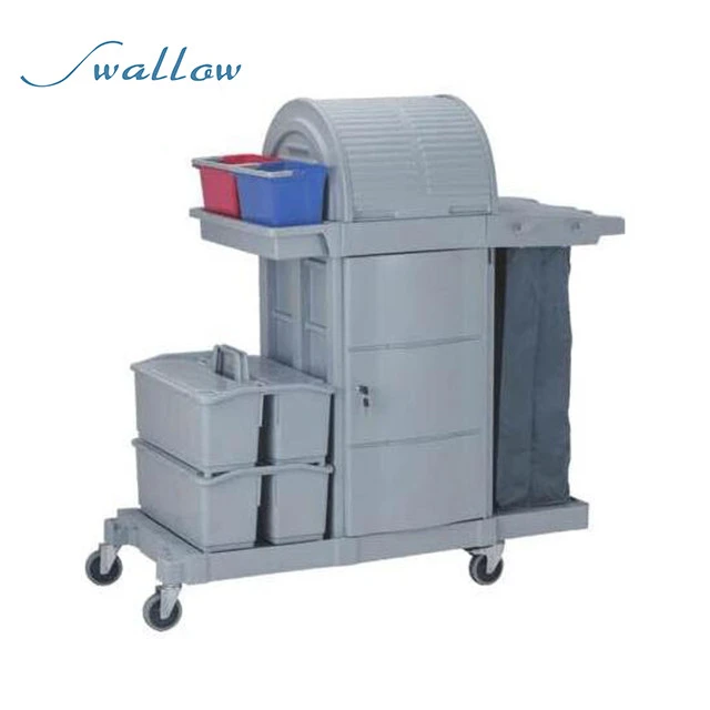 Outdoor multipurpose plastic cleaning trolley commercial cleaning service janitor carts