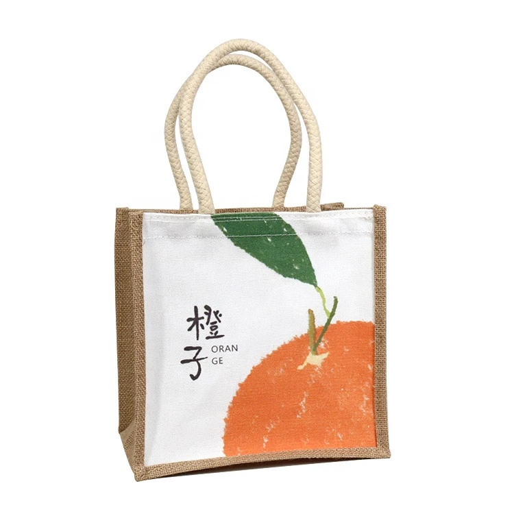 Personalized Gift Handle Cotton Jute Bag Tote Bag With Printing Logo